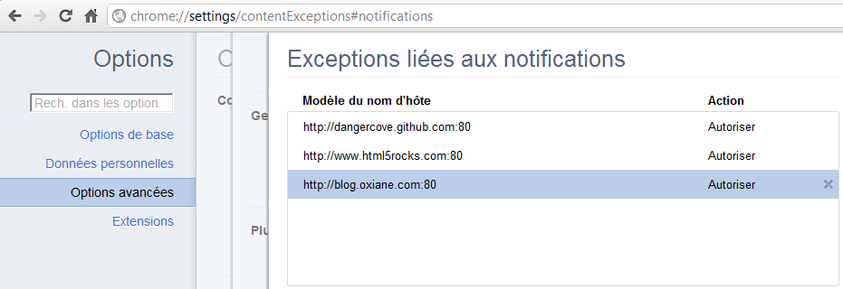 notifications web sous chrome